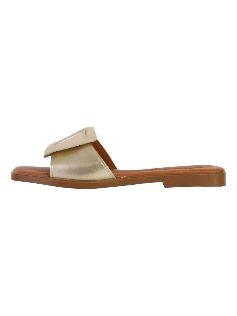 Mules Plates Cuir The Divine Factory Alénoa Doré/or