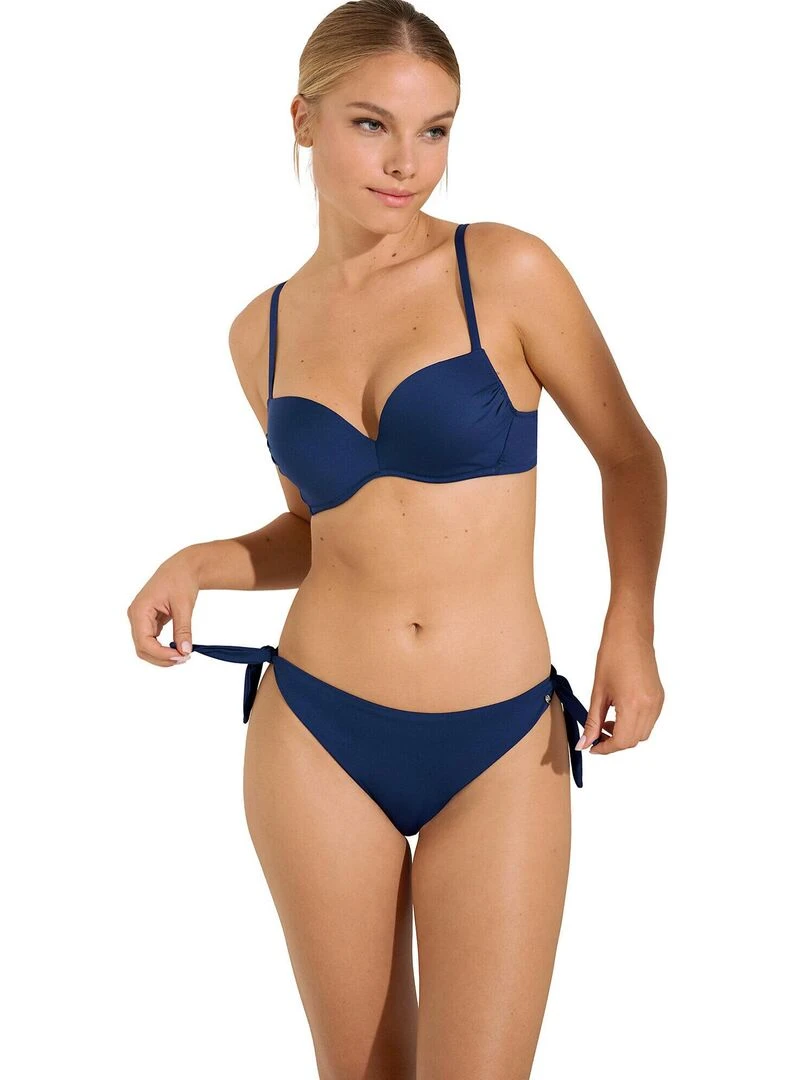 Bas maillot slip de bain à nouettes Palma   Bleu marine