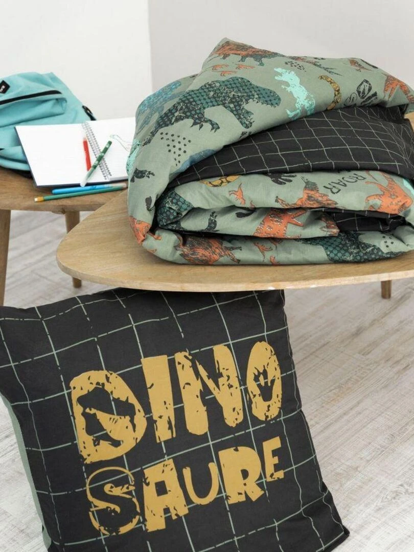 Housse de couette 140x200 + 1 taie d'oreiller 63x63 cm Coton Trias   Vert