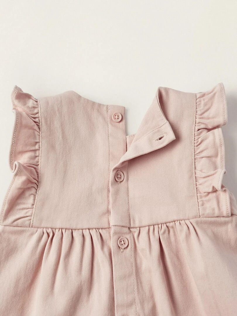 Robe en sergé avec volants pour nouveau né manches courtes ATLANTIC COMPANY   Rose clair