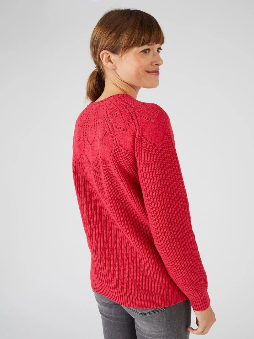 Pull détails ajourés   Damart   Magenta