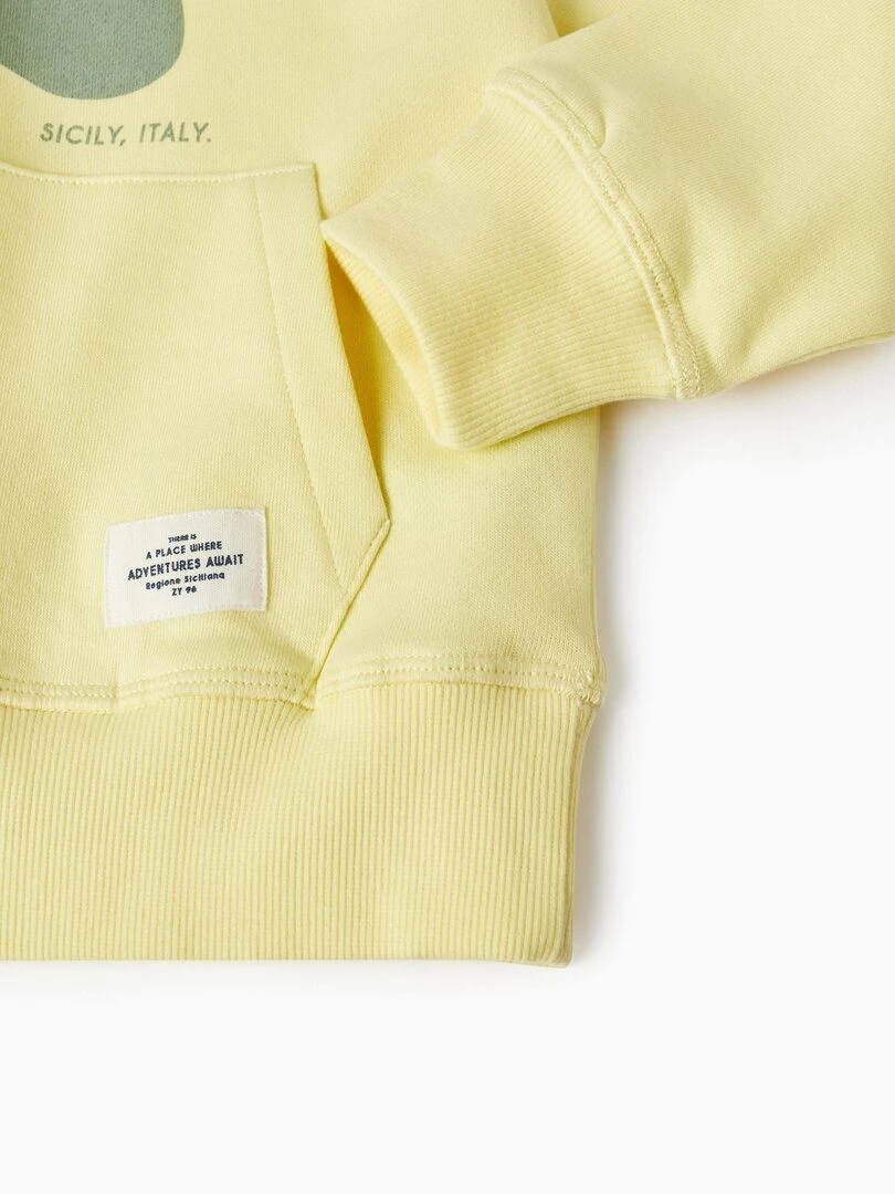 Sweat à capuche en coton pour garçon 'The Island of Spring'  SICILIAN DAYS   Jaune clair