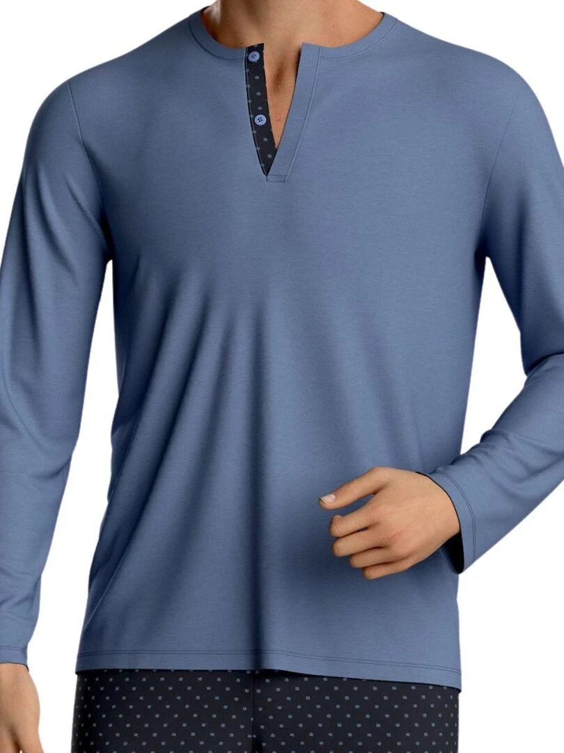 Pyjama long haori pour homme Bleu