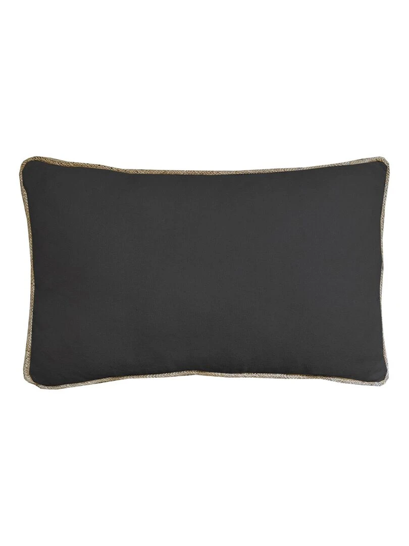 Coussin en coton recyclé avec piping jute 'Deko&co' Noir