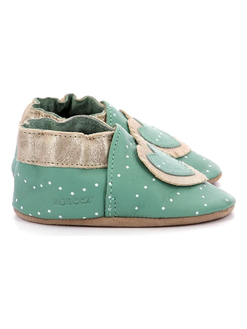 Chaussons Cuir Baby Tiny Heart Vert