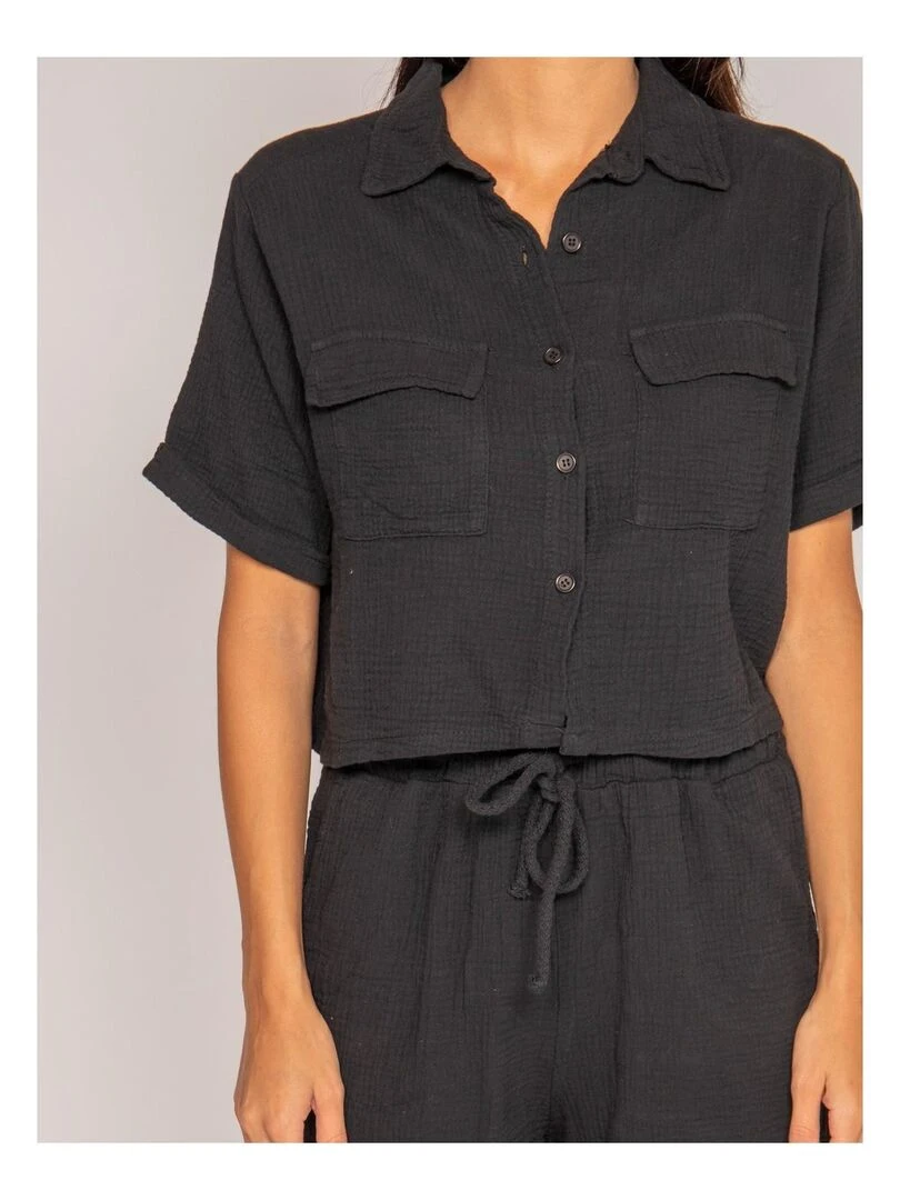 Short fluide en gaze de coton XONEKA   Noir