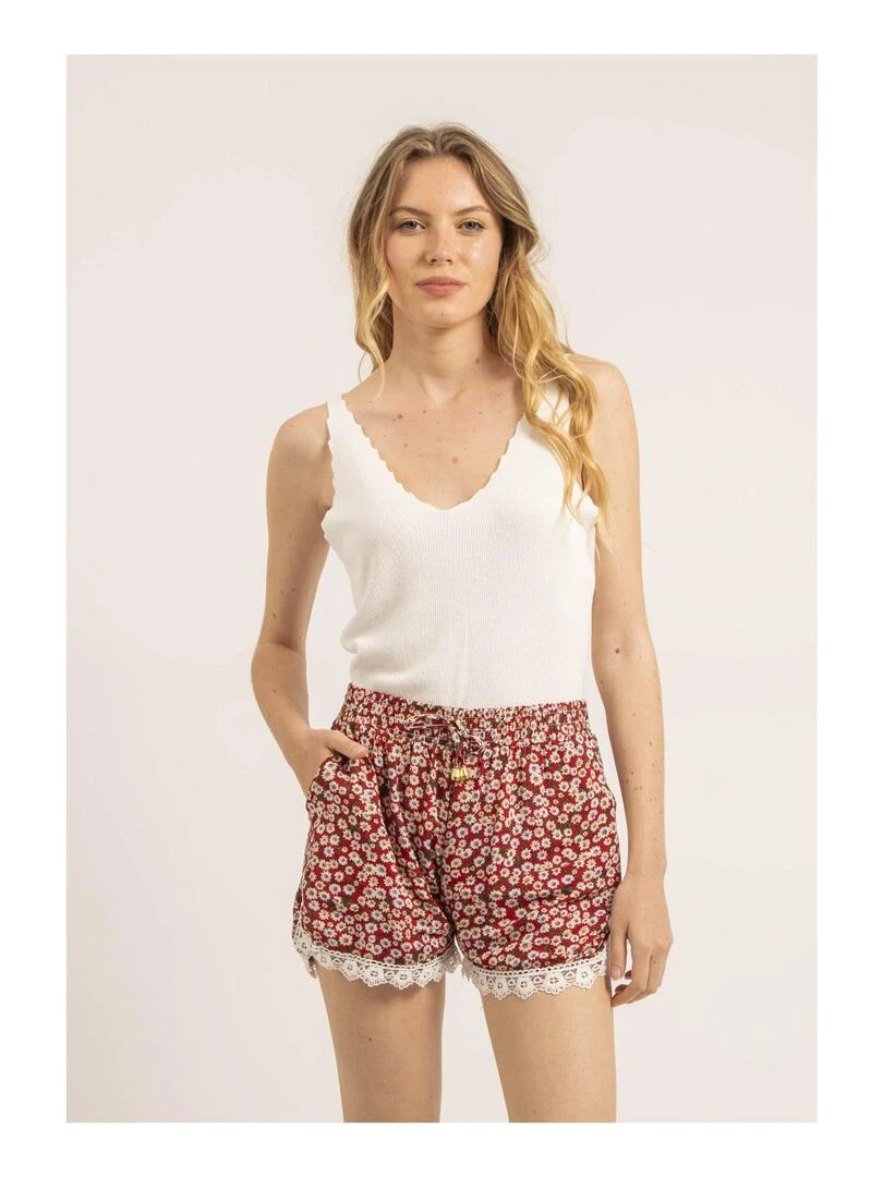 Short dentelle XIAME Rouge
