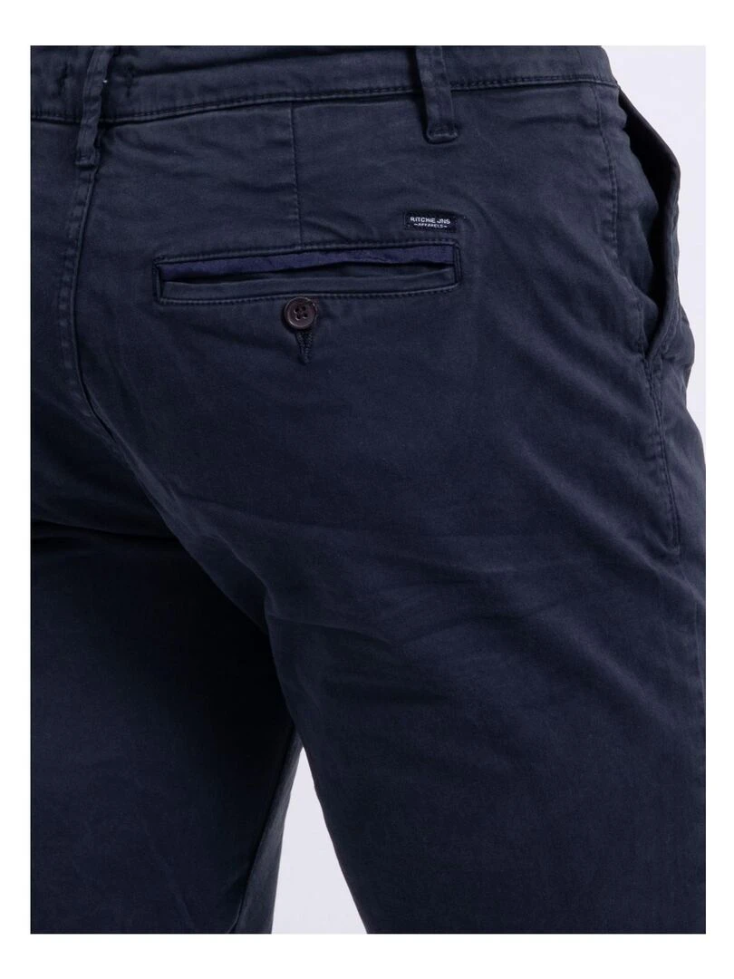 Pantalon chino coupe ajustée CARLTARO   Bleu marine