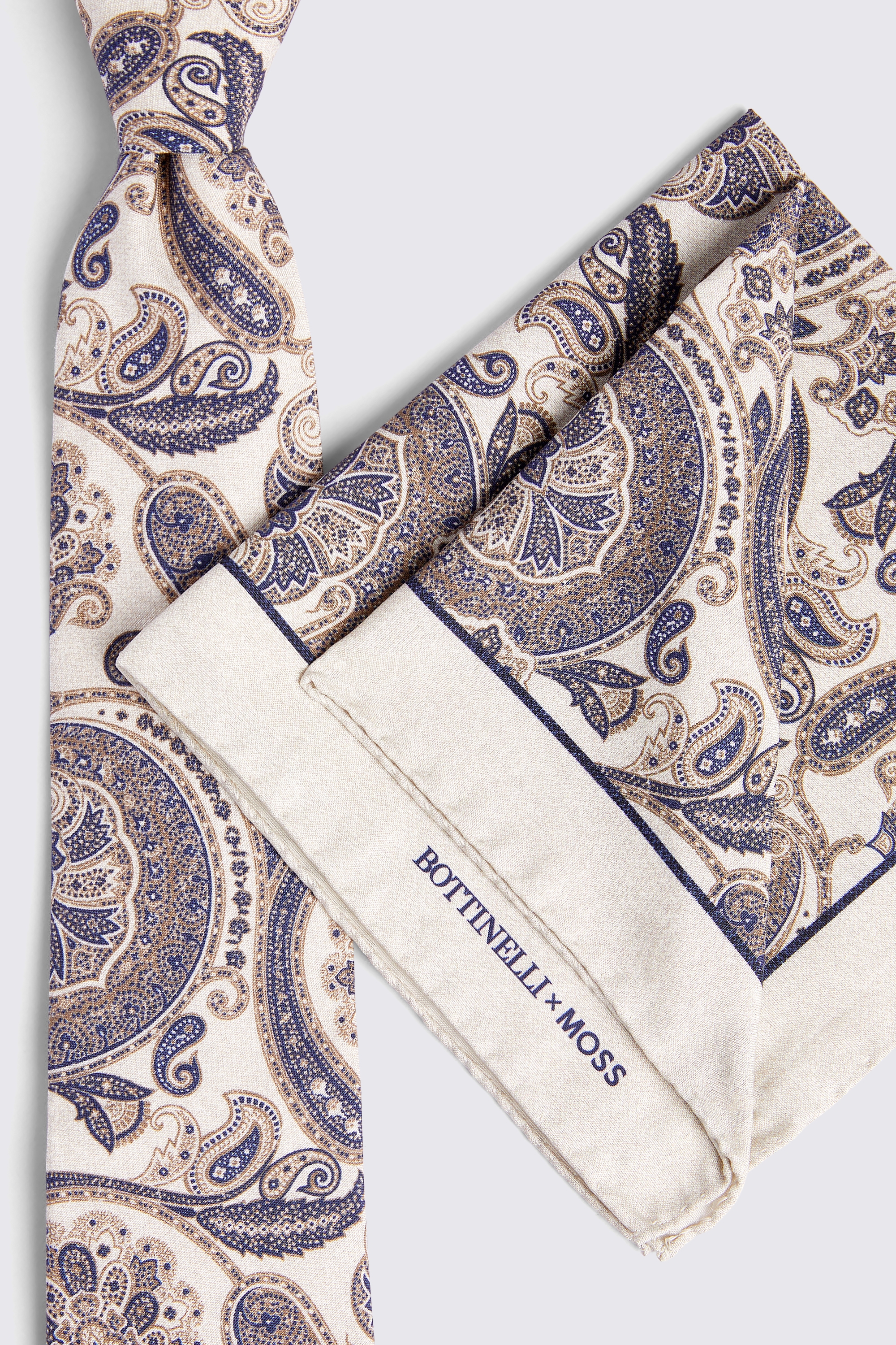 Bottinelli Neutral Silk Paisley Pocket Square   Buy Online at Moss