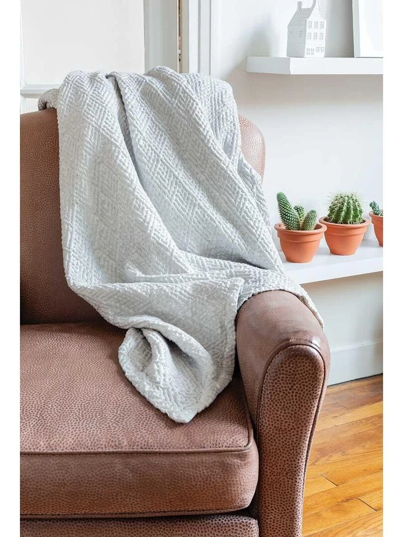Plaid à motifs losanges Effet délavé Gris perle