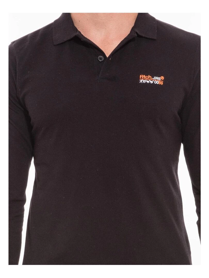 Polo manches longues en coton PODRICK   Noir