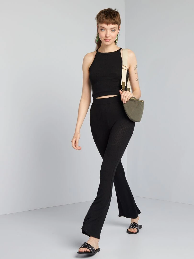 Pantalon flare en maille Noir