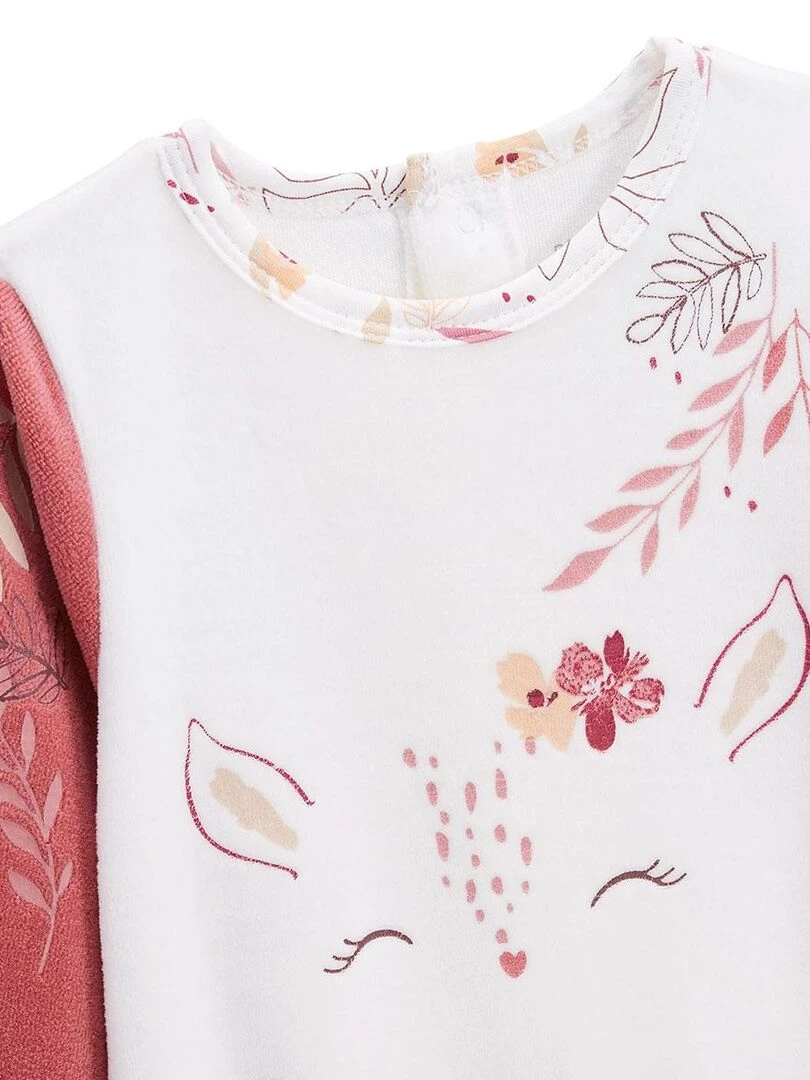 Pyjama bébé en velours Oma Biche   Ecru