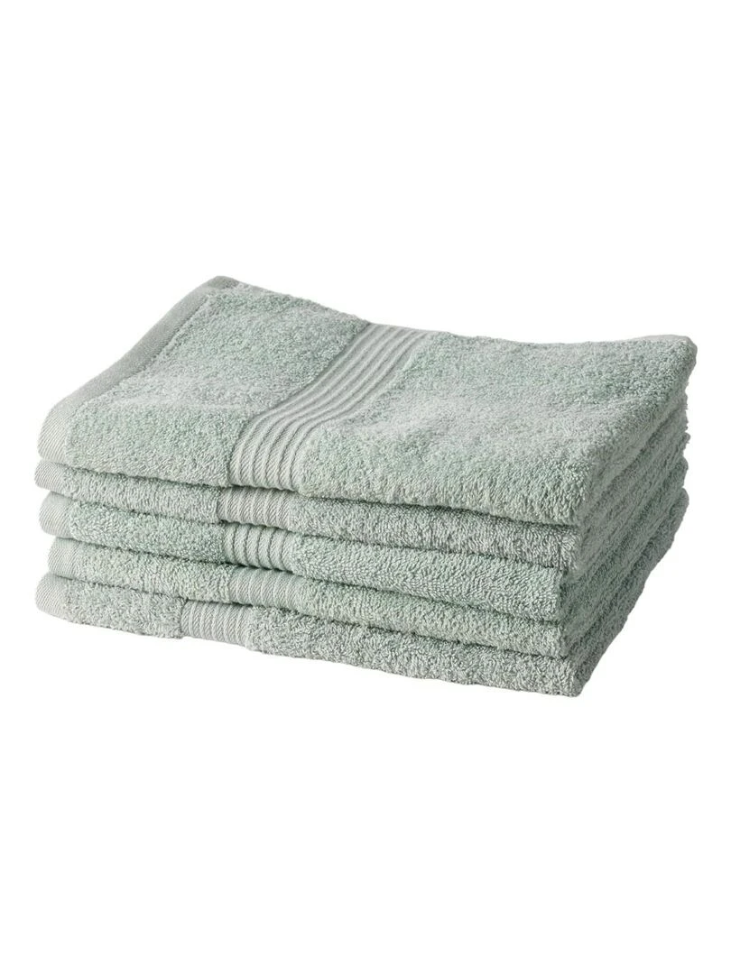 Lot de 5 Draps de Bain coton uni ESSENTIAL Vert