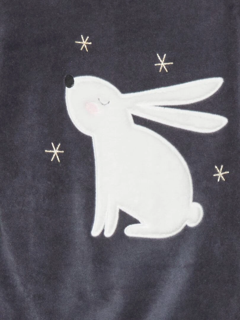 Pyjama long en velours   2 pièces   Gris