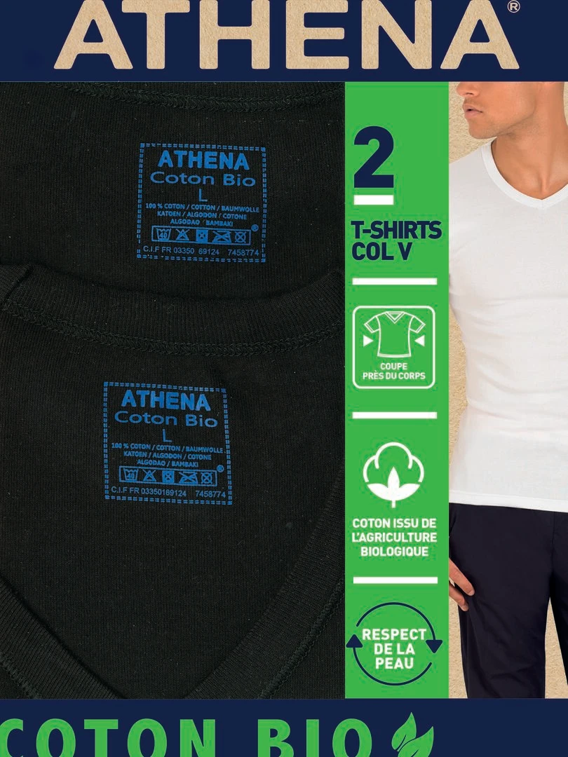 Lot de 2 t shirts 'Athena' en coton Noir