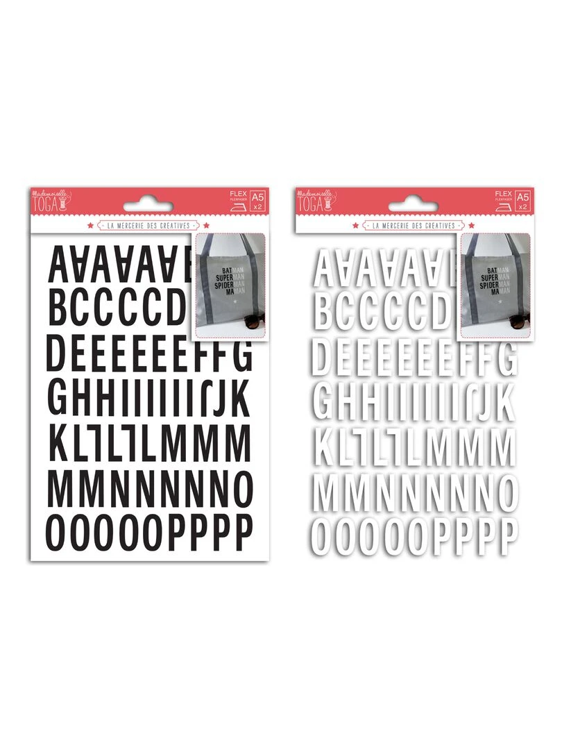 252 Lettres thermocollantes Noir + Blanc N/A