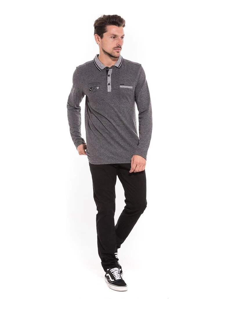 Polo manches longues en coton PENTURA   Noir