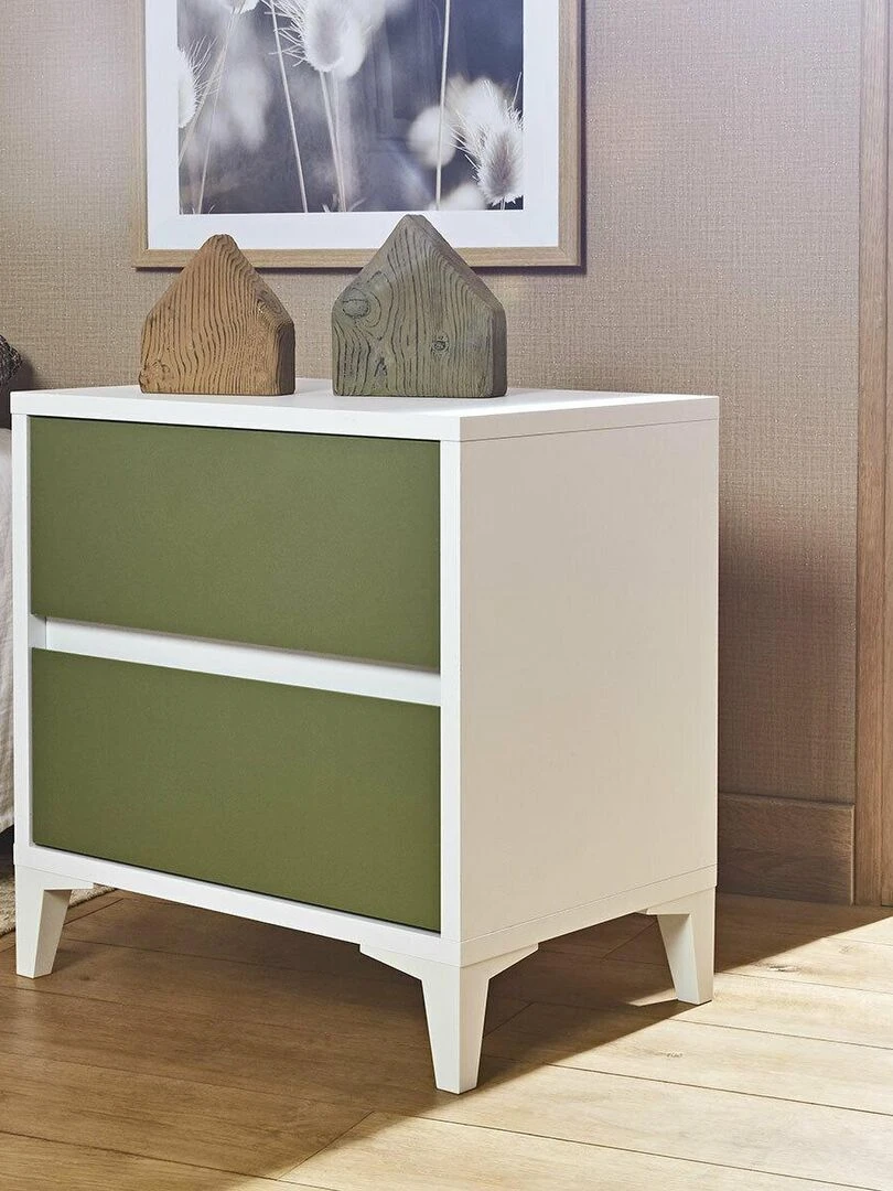 Chevet 2 tiroirs Kira   AKITEN RETAIL   Blanc Vert