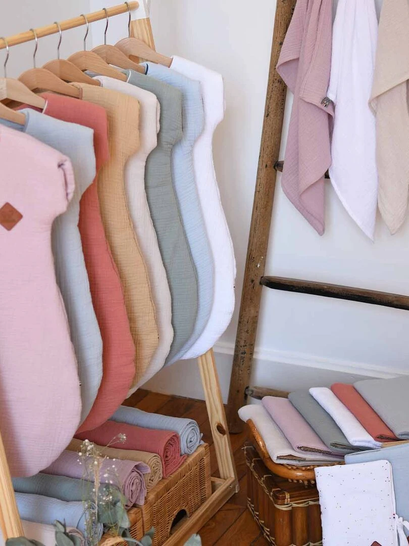 Protège carnet de santé en gaze de coton  Jeanne   Vert d'eau