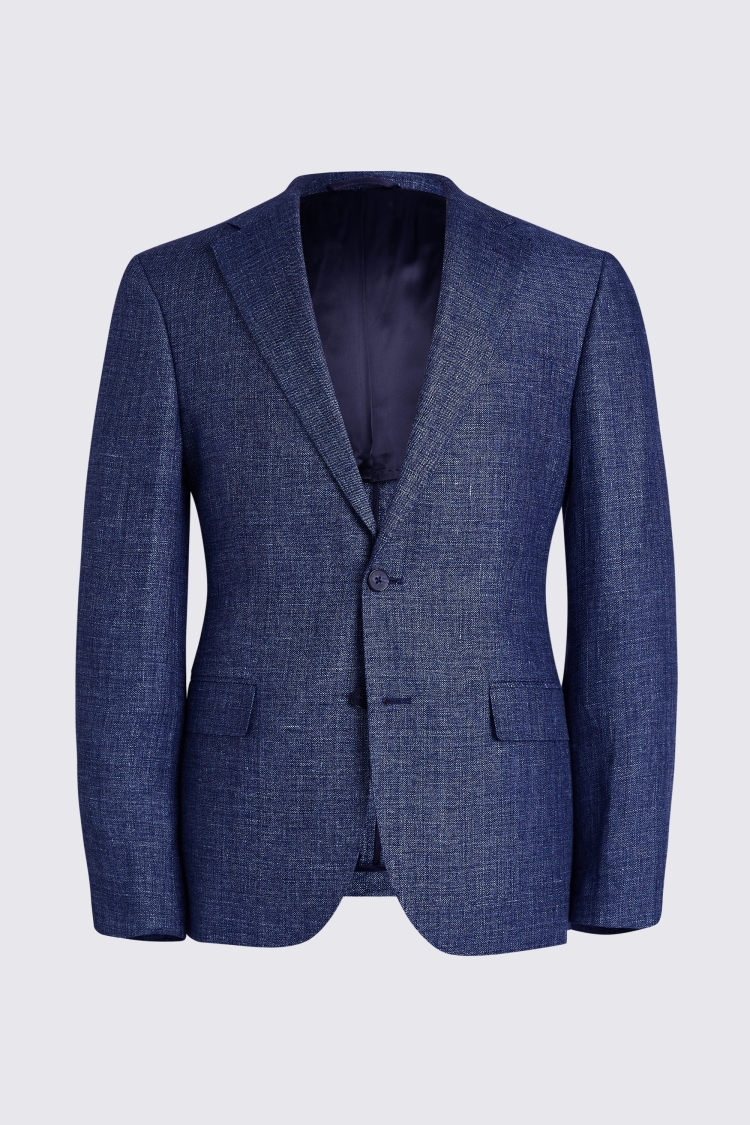 Italian Slim Fit Blue Texture Jacket    Buy Online at Moss
