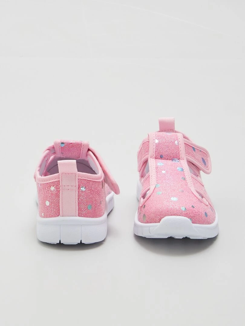 Baskets ouvertes en toile   Rose