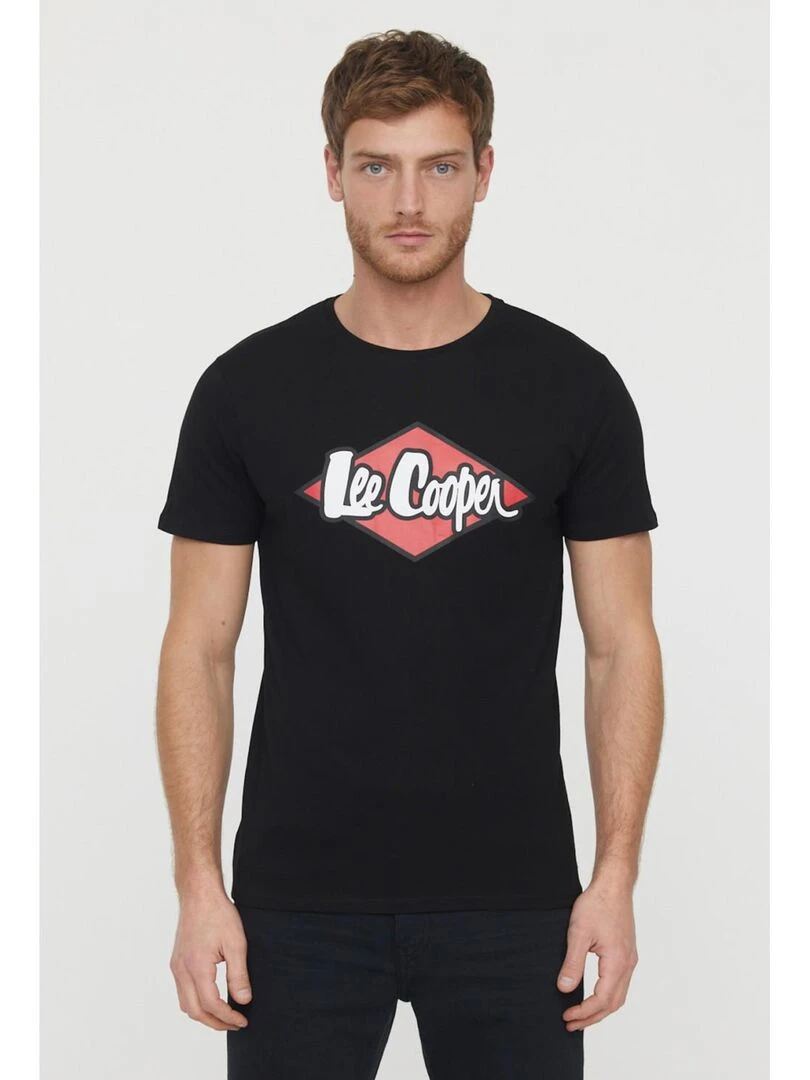 Lee Cooper T Shirt manches courtes coton col rond AZZIK Noir
