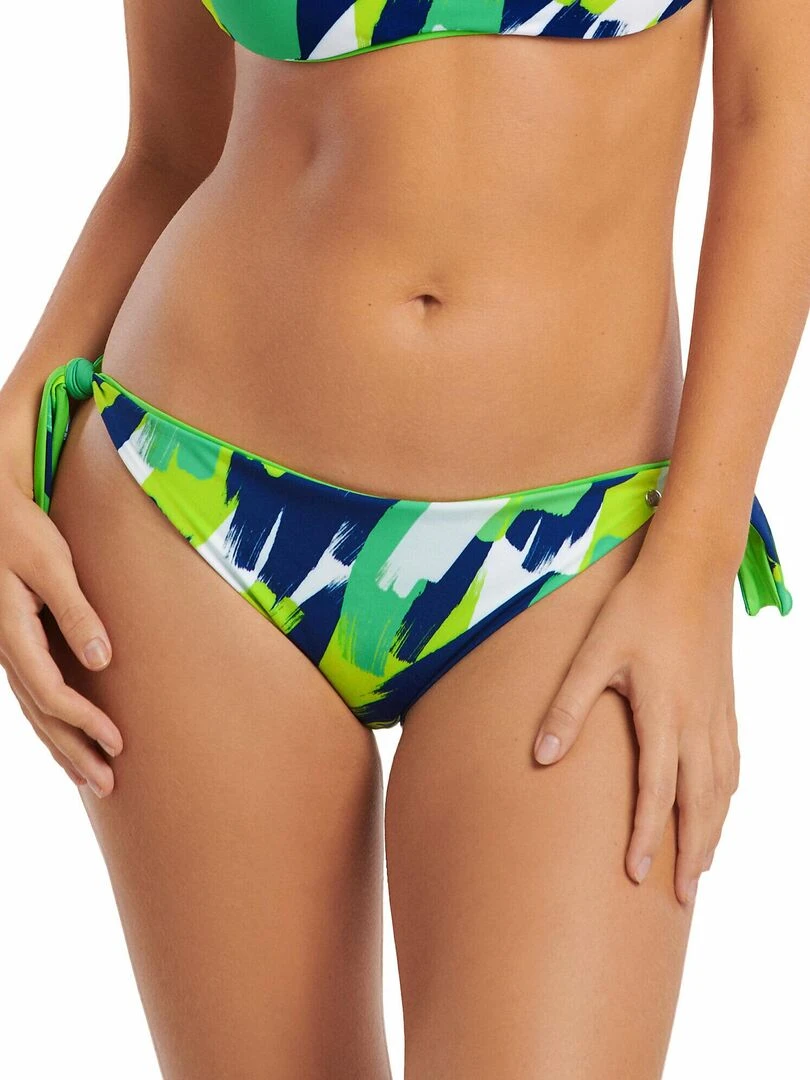 Bas maillot slip de bain réversible à nouettes Panama Vert