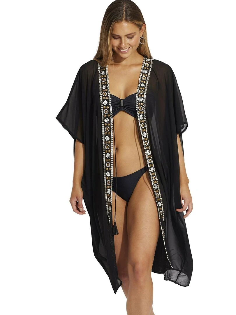 Caftan de plage Mojito   Noir
