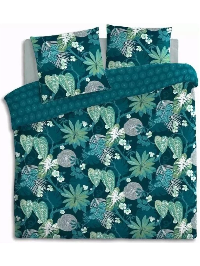 Housse de couette 240x220 Gembur + 2 taies coton percale 80 fils   Bleu