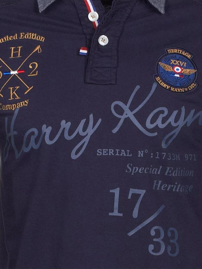 Polo manches longues homme CAZBI   HARRY KAYN   Bleu marine