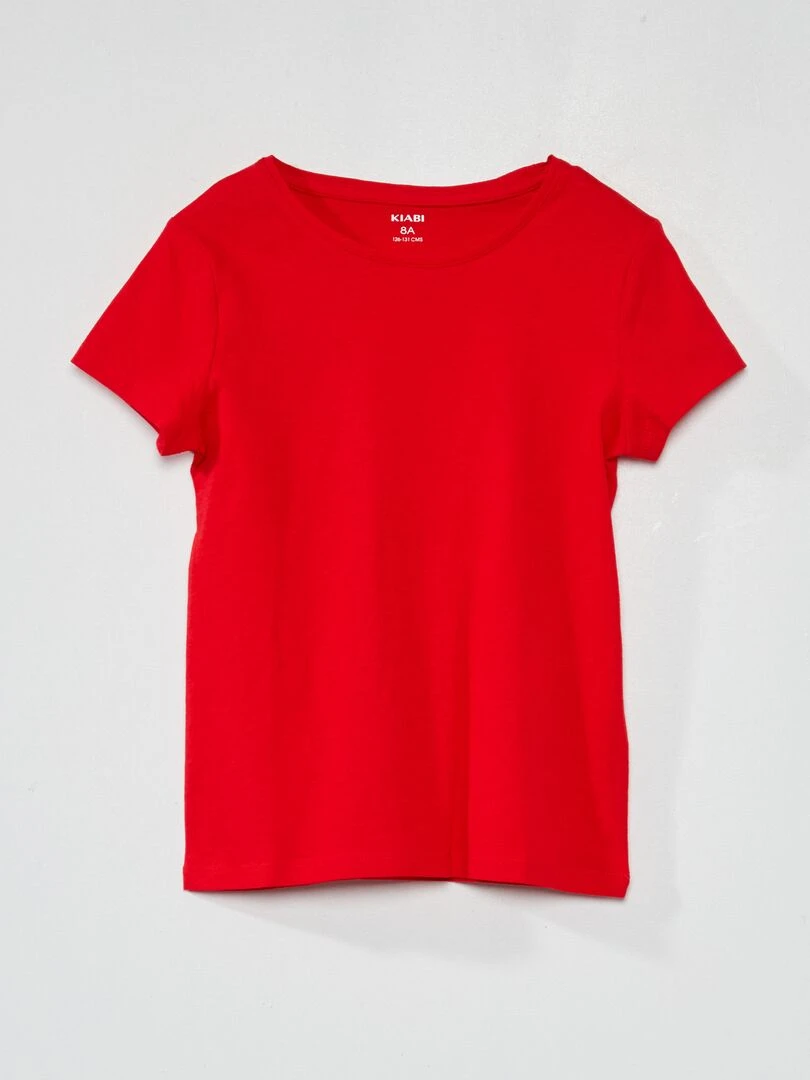 T shirt en jersey uni rouge