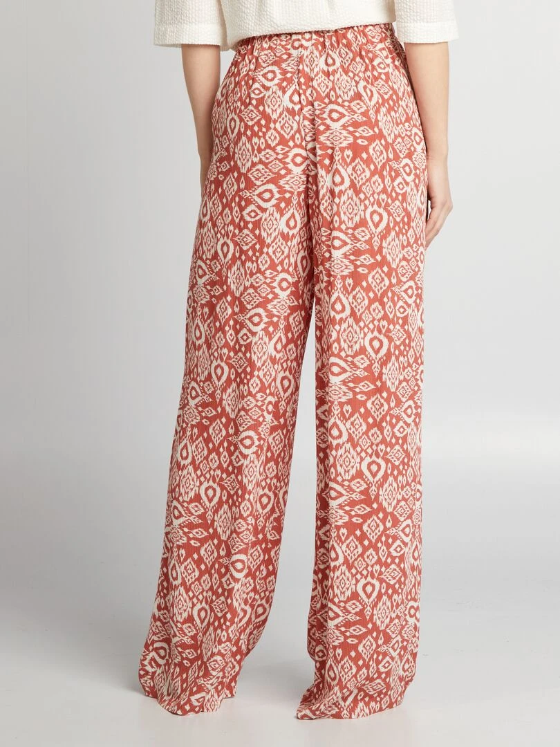 Pantalon large imprimé   MARRON