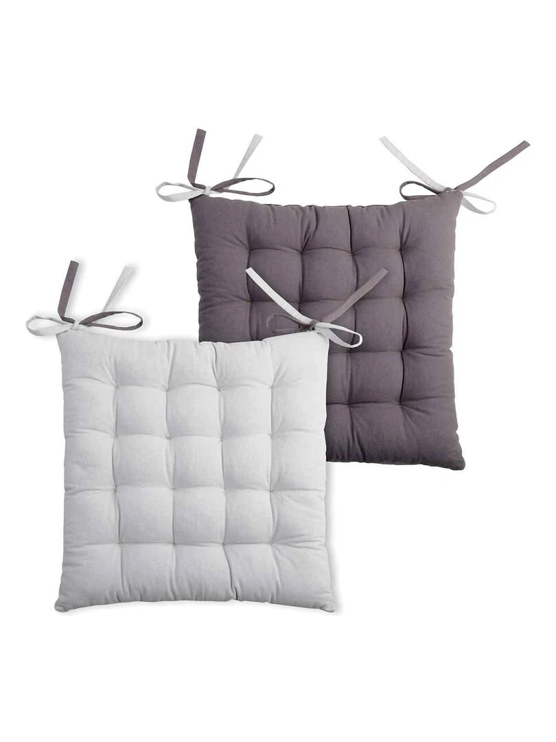 Galette de chaise bicolore Gris perle