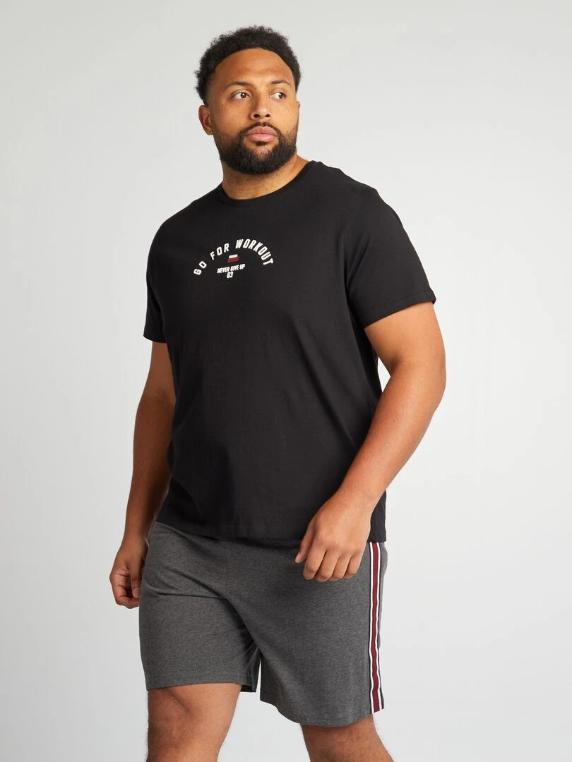 Pyjma court Tee shirt + short 2 pièces Noir