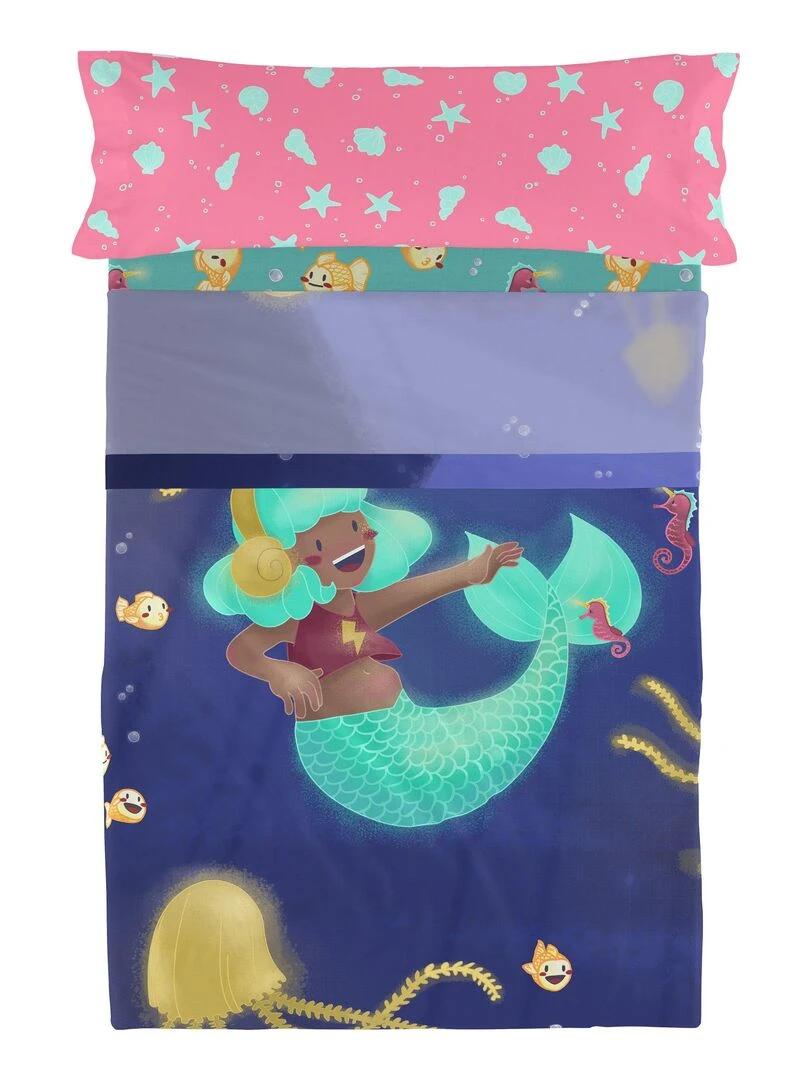 Parure de lit 2 pièces Happy mermaid "Happyfriday"   Blanc