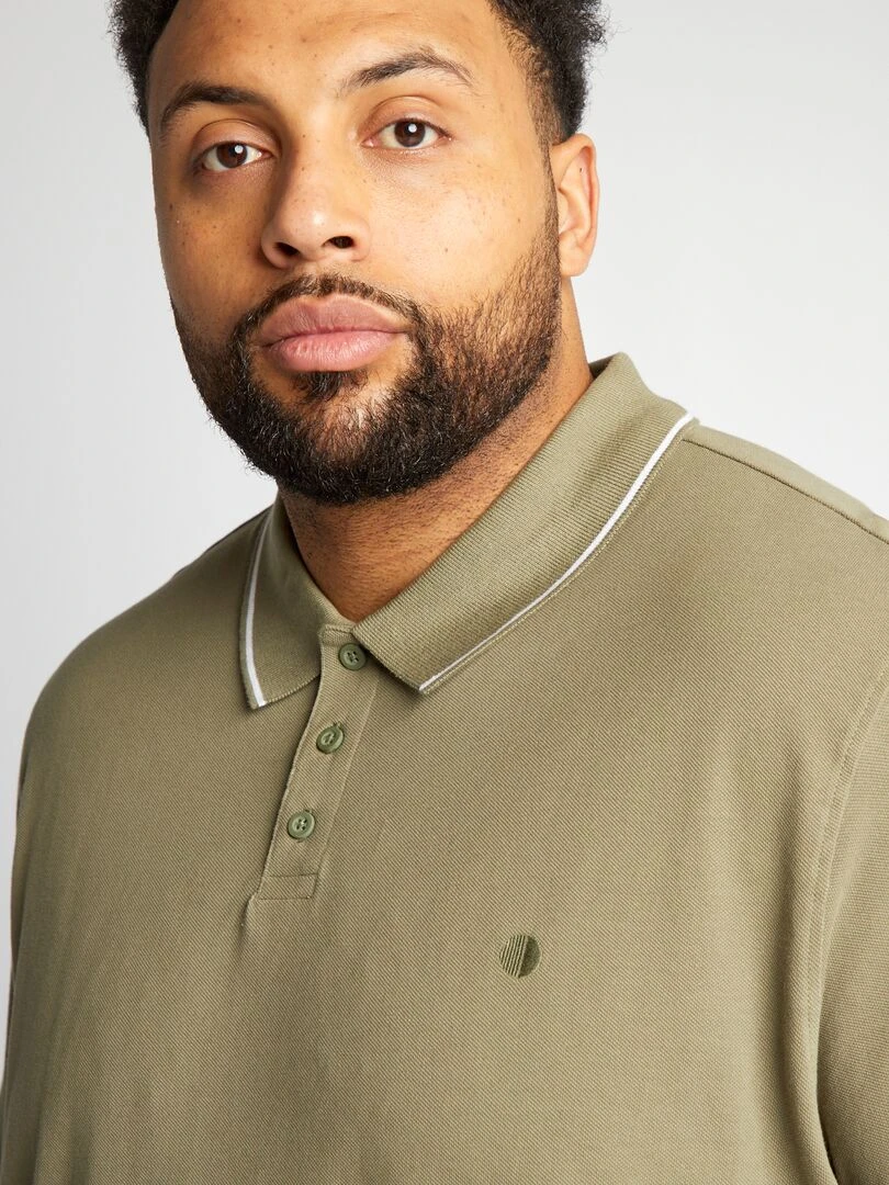 Polo en coton à contrastes   Vert