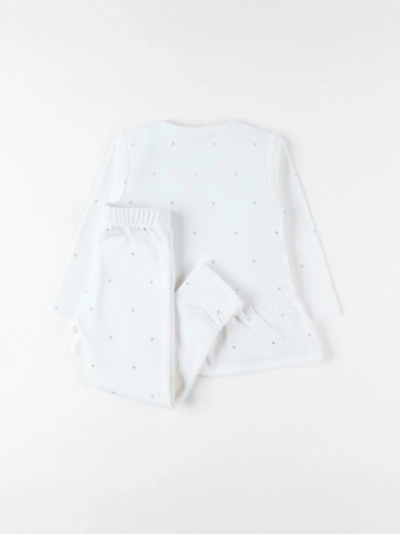Pyjama 2 pièces à pois en velours    Noukie's   Blanc