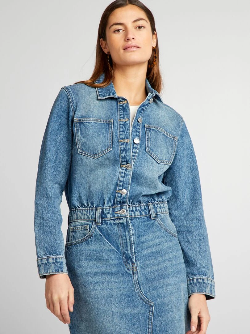 Robe longue en jean   Bleu