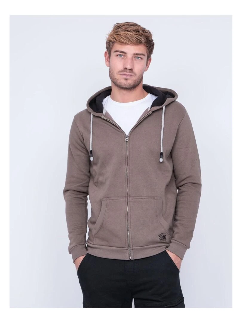 Sweat zippé capuche WAMIN Marron