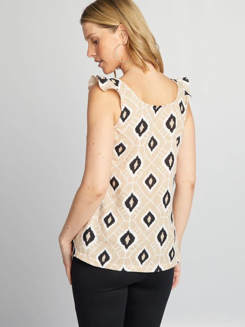 Blouse d'allaitement en gaze de coton   Beige
