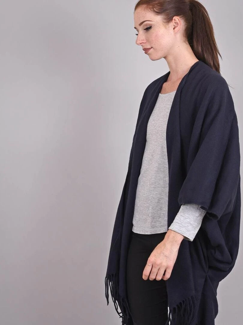 Poncho poches Casa Fabriqué en France Bleu marine