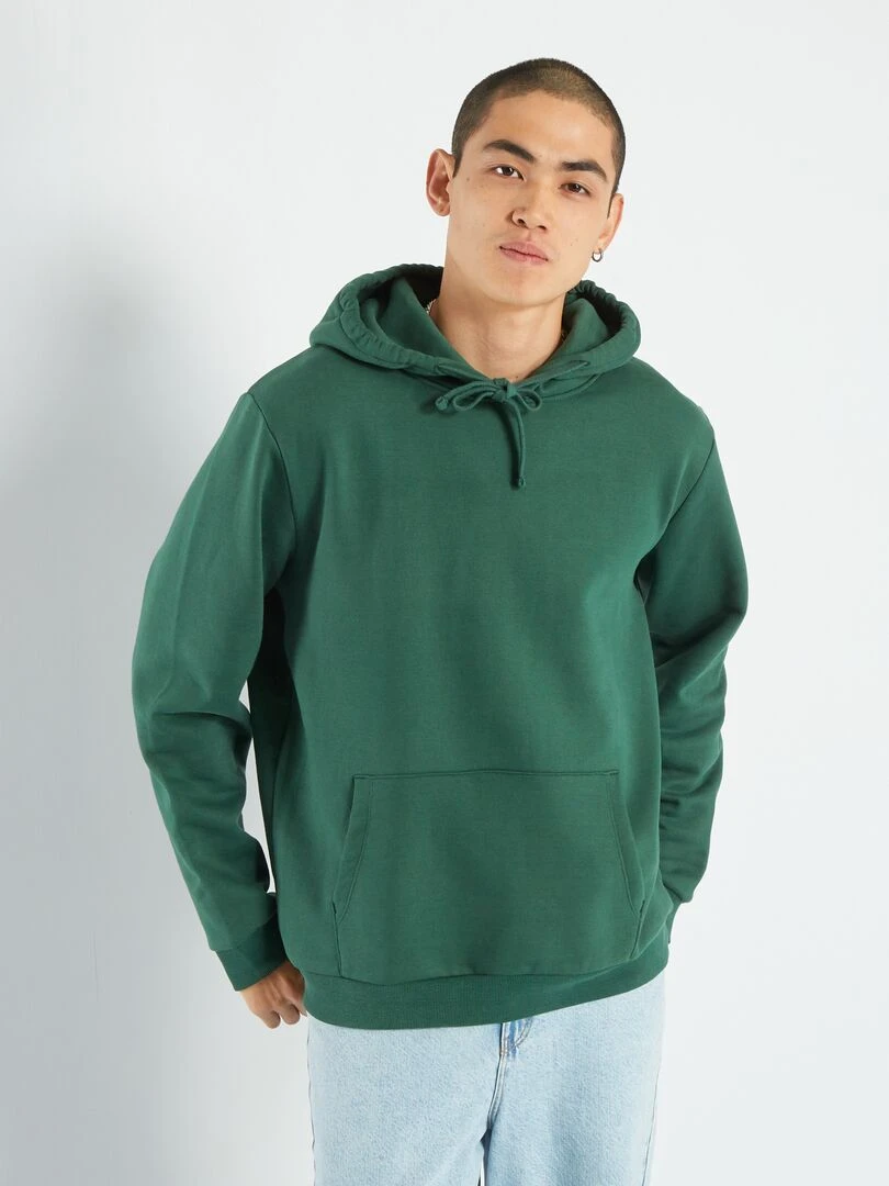 Sweat à capuche avec poche kangourou   Vert sapin