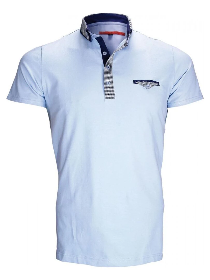 Polo double col JOHN Bleu