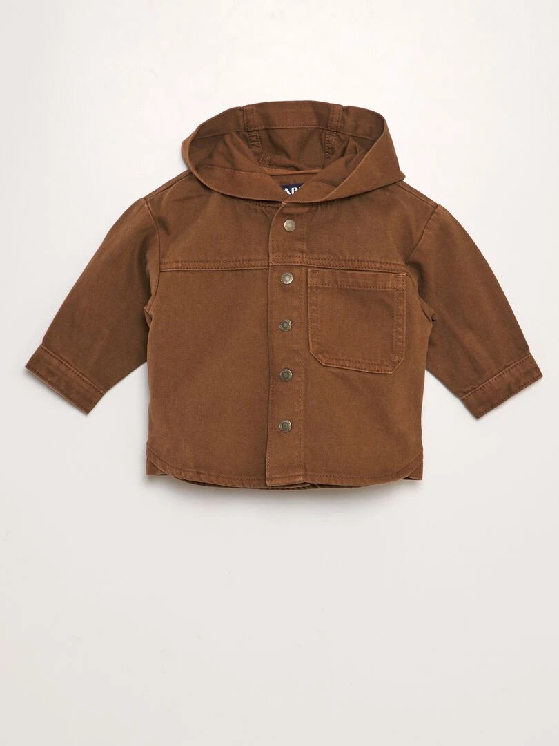 Veste en jean avec col à capuche Marron