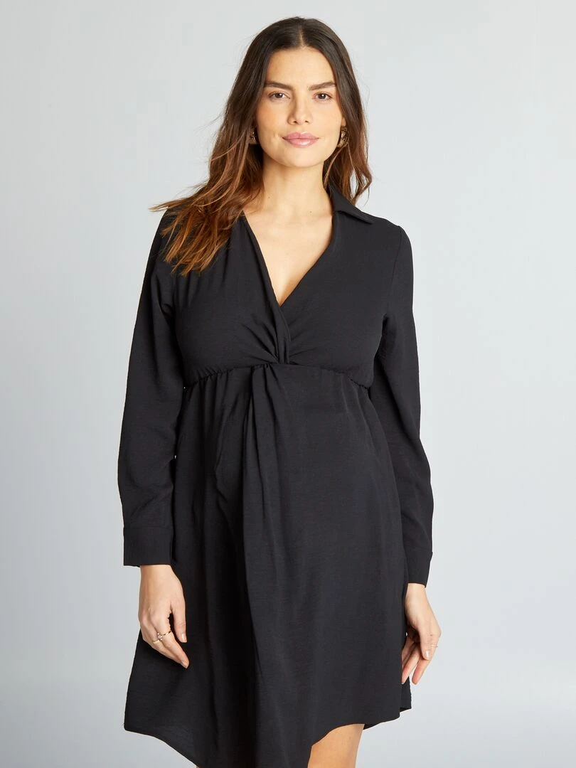 Robe grossesse cintrée et satinée   noir