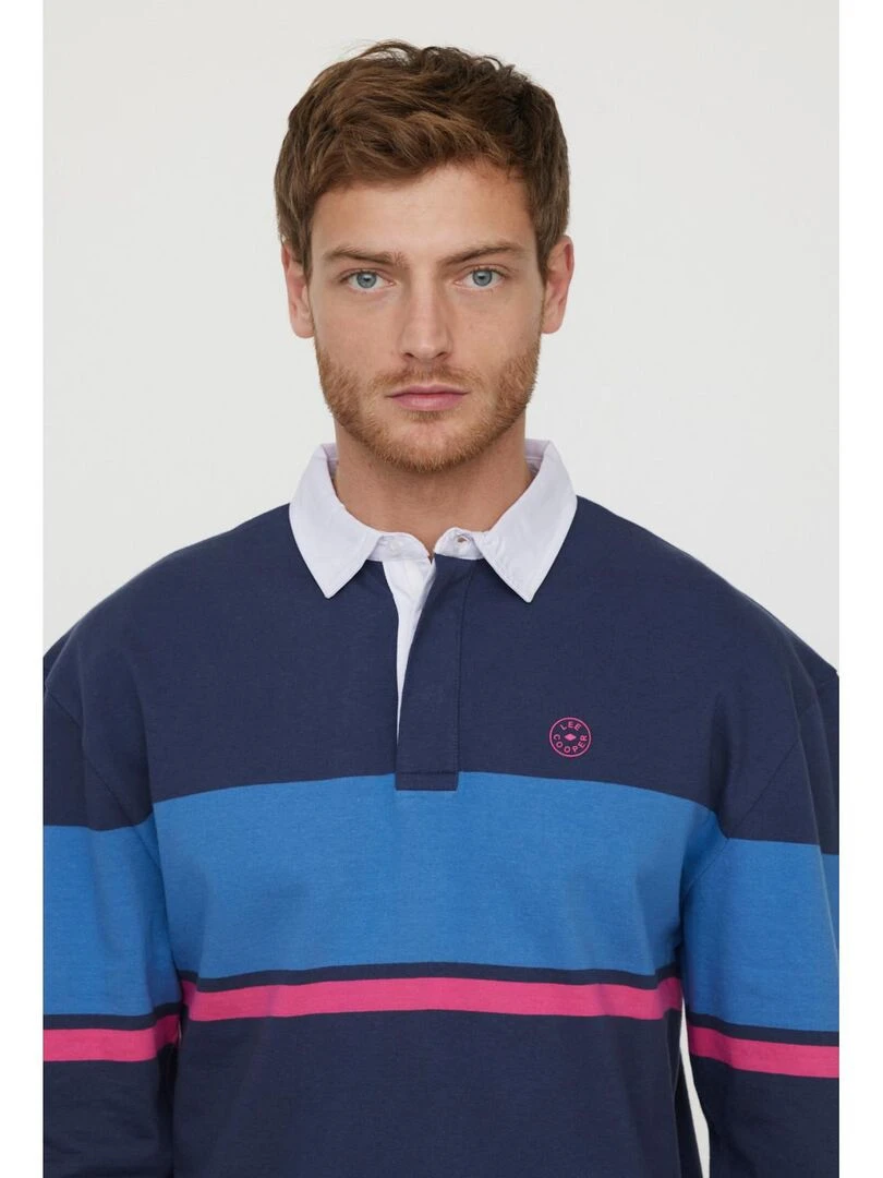 Lee Cooper   T Shirt manches longues coton regular BLINO   Bleu marine