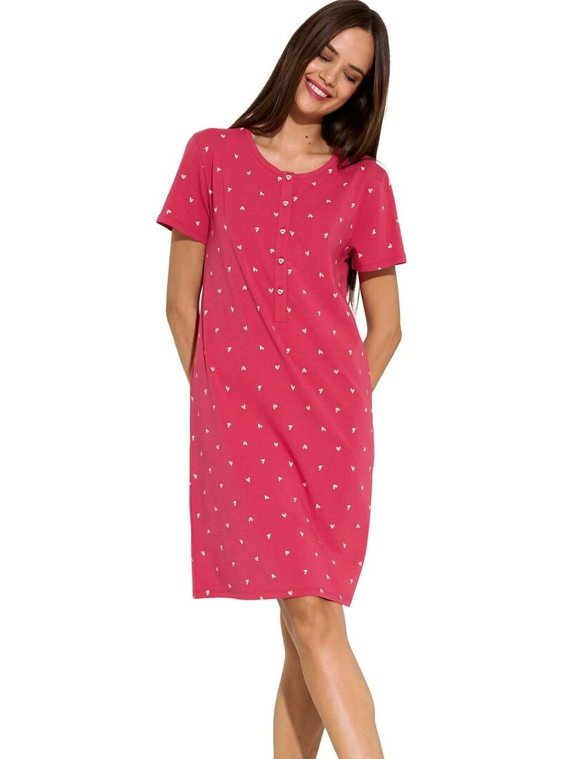 Chemise de nuit manches courtes True Love Rouge