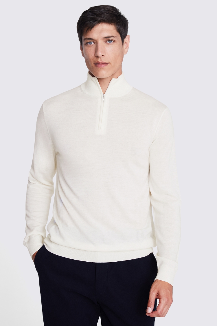 Navy Merino Crew Neck Jumper   Buy Online at Moss