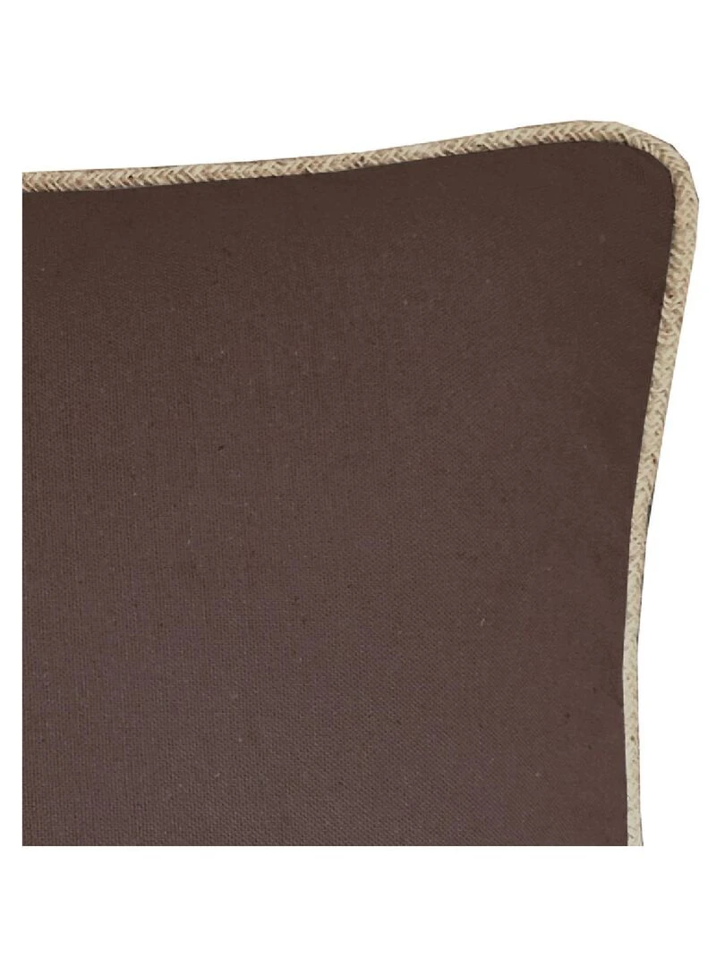 Coussin coton recyclé piping jute 'Deko&co' Marron chocolat